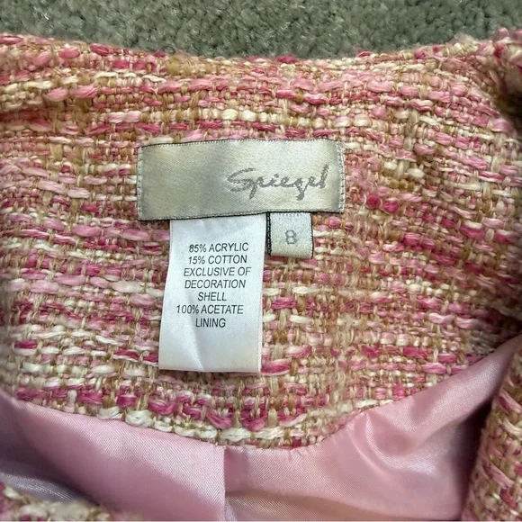 Vintage 60s Spiegel Pink Bouclé Tweed Collarless Blazer - Picture 4 of 10